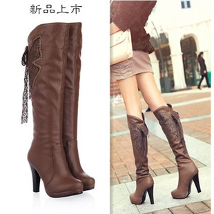  秋冬新款女鞋流苏靴春秋季靴子冬季长筒靴粗跟女靴 高跟长靴中靴