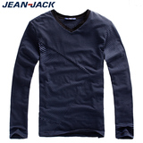 JeanJack品质男装 精梳棉条纹2012春装新款纯棉休闲长袖T恤 男C12