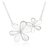 银时代925纯银项链 结婚拉丝花朵吊坠 女短款锁骨链 气质新娘饰品