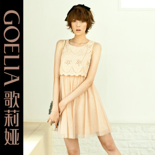 [新品]<span class=H>歌莉娅</span>GOELIA 2012春夏新品 圆领无袖雪纺<span class=H>连衣裙</span>22E4A730