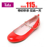 tata/他她专柜正品2012春秋新款女单鞋 漆皮坡跟 平底婚鞋FNL43D