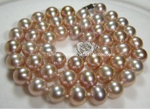  【罕见】◆㊣8-9特级AAAA精圆极强光紫金珍珠项链(极品尊荣)