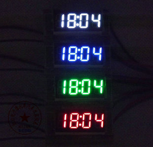 红日电子-12V摩托车汽车LED夜光数字车载电子钟 红蓝白绿4色可选