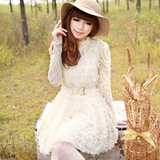 恋上鱼连衣裙春装2012新款甜美风日系蝴蝶结蕾丝多穿背心连衣裙