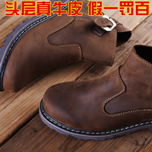  包邮！真牛皮高帮 靴子 男/女 工装靴 马丁靴 男 军靴 牛仔靴