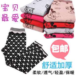  宝宝开裆棉裤 儿童羊绒裤针织加厚毛裤 小孩保暖裤 男女童靴裤毛
