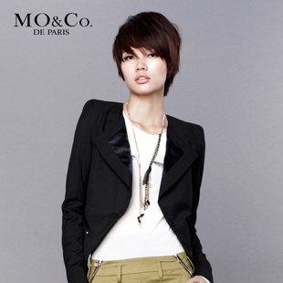 MO&amp;Co. 摩安珂春夏女装 M111COT11修身翻领一粒扣短外套