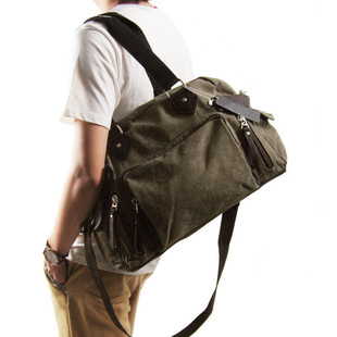 韩版休闲包 男帆布包背包手提单肩包斜挎复古旅行包包