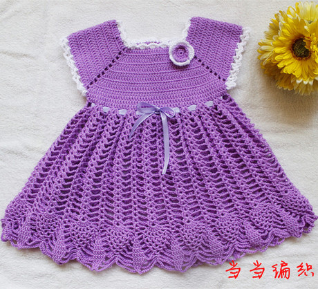 甜美公主裙 手工毛线<em>钩针编织女宝宝</em>小孩儿童