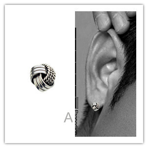  满百包邮 潮男款男士男生耳环饰品 朋克 10mm925纯银泰银耳钉单只