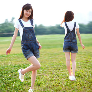 牛仔背带短裤女2014春夏装新款韩版可爱宽松