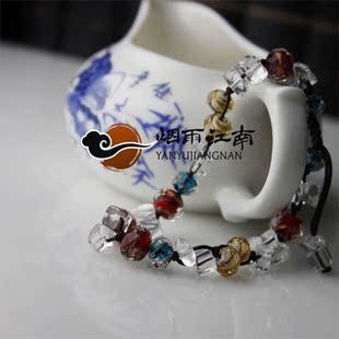  烟雨江南情侣手链水晶男女波西米亚女玛瑙民族时尚天然石菩提紫檀