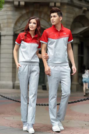 夏季李宁纯棉短袖运动套装休闲运动服男士女式