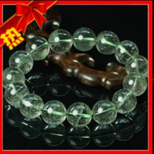  包邮送10mm粉晶 纯天然绿幽灵手链 时尚水晶 招正财主事业 礼品