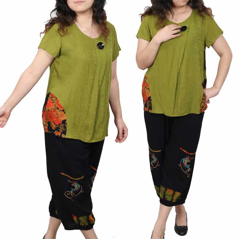 加大码<span class=H>中</span><span class=H>老年</span><span class=H>服装</span><span class=H>棉</span>麻套装 <span class=H>中</span>年女装夏装 时尚妈妈装1026母亲节