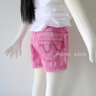 【莫莫外贸】欧美原单<em>西瓜粉</em>软牛仔夏女童<em>短裤</em>