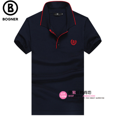 The new act as purchasing agency bogner's, men's T-shirt man lapel counters high-grade jacquard silk t-shirts with short