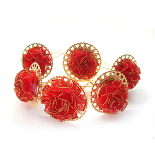  【千色新娘】金边绢红-新娘发簪新娘头饰新娘饰品配饰结婚首饰