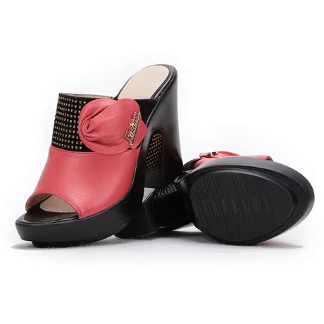 红蜻蜓2014夏季新款女鞋高跟凉拖鞋韩版正品