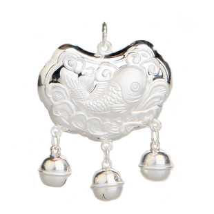  张银匠 S990纯银龙宝宝银锁婴儿礼物儿童吉祥锁宝宝银年年有余