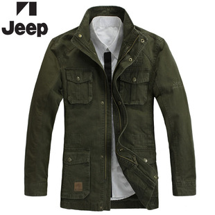  金冠吉普103-8756夹克 男JEEP普通水洗棉质罗纹底摆宽松型立领