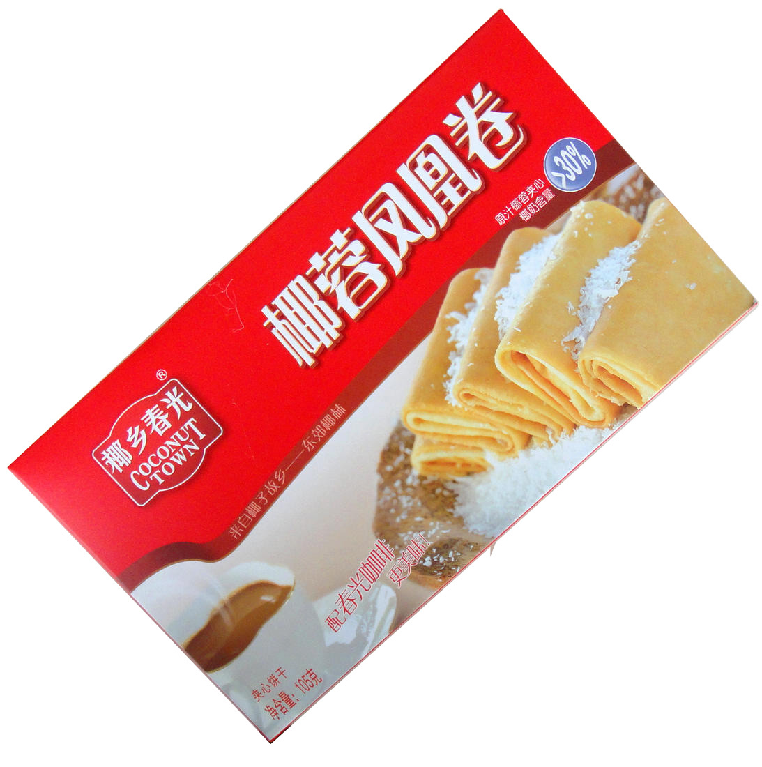 海南特産 滿48元包郵 椰鄉春光椰蓉鳳凰卷105克 夾有椰蓉 夾心卷在類目 零食/堅果/特產, 餅乾/膨化, 餅乾(新), 蛋卷餅乾中 - 來自Buy2taobao.com提供專業的淘寶代購服務