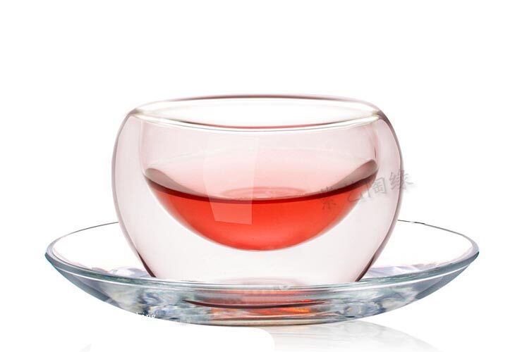 美斯尼 功夫茶具 加厚双层耐高温玻璃品杯 不烫手无孔真空 50ml