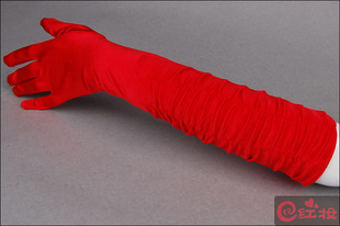 Qingguo wedding dress wedding dresses wedding dress gloves for bride white satin gloves red m S002