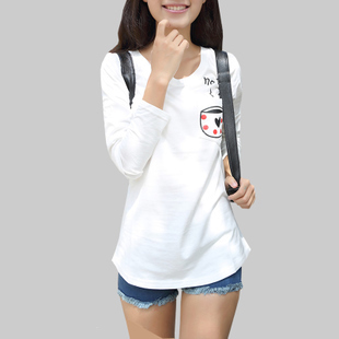 春装女装新款韩版长袖白t恤<em>少女体恤</em>潮中学生
