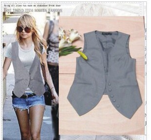 Western vest women Korea 2011 new wild skinny vest dress black/grey