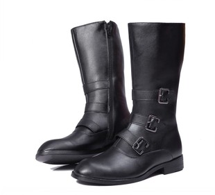  最新欧版时尚高筒男式皮靴子 长筒牛仔靴 男士户外军棉靴