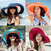 [9439] South Korea hat child beach hat Dayan Mao large straw hat along the straw hat, sun hat, beach hat