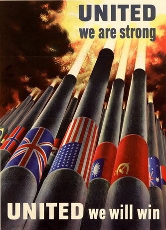 二战盟军宣传画<em>老</em>海报 反法西斯<em>联盟</em> 美军招贴