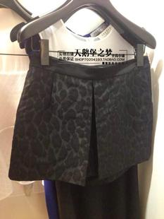 代购sandro 2014春夏黑色豹纹短裤