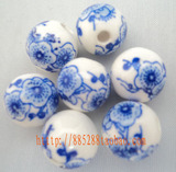批发DIY饰品配件/串珠 8 10 12MM花朵 青花瓷圆珠 陶瓷珠