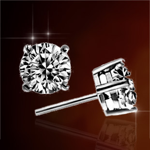  钻石白白金八心八箭瑞士钻 0.9克拉耳钉E02 情人节礼物