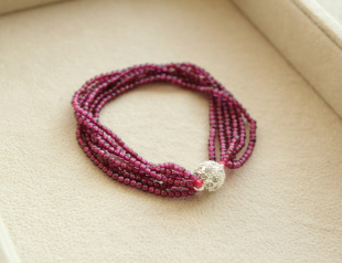  Cattleya 极品 玫红 玫紫 石榴石 小颗粒 绕手6圈手链 实物拍