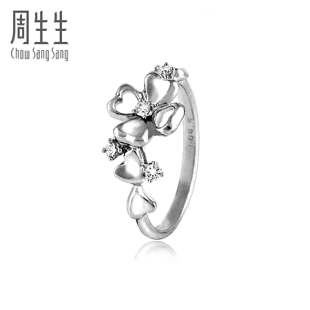  周生生Pt900铂金心影四叶草系列钻石戒指女钻戒 51079R