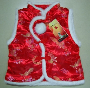  儿童唐装马甲 秋冬装 宝宝背心马夹 女童唐装夹棉马甲 婴儿棉坎肩