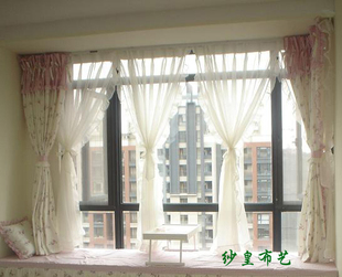 高档窗纱窗帘成品客厅，欧式布料白色纱帘田园，地中海飘窗风格