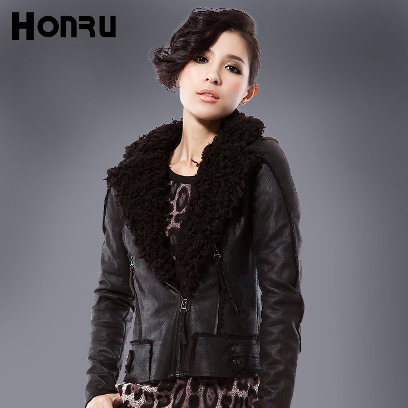 Honru Korean fur collar collar cotton clothing winter clothing promoted Delta short coat imitation lambs wool warm jackets woman