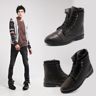 春秋新款潮流韩版男士马丁男靴英伦皮短靴军靴登山工装潮靴子