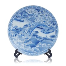 高档清明上河图挂盘装饰坐盘子景德镇陶瓷器青花瓷家居摆设装饰品