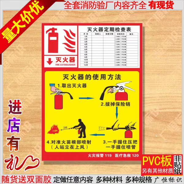 热销安全检查 灭火器的使用方法标识灭火器定