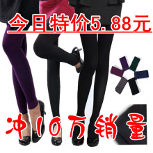 秋冬装新款糖果多色加厚拉绒超弹打底裤灰色女九分裤子