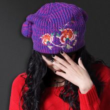 裂帛2014冬季毛线帽针织帽甜美可爱休闲新款绣花女帽子24190017图片