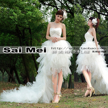 赛美DS-868短款前短后拖尾婚纱礼服旗袍 新娘婚纱 抹胸婚纱实物