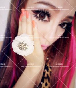 外贸饰品欧美原单金色夸张雪纺满钻女大戒指BZ-2,爆款！XN