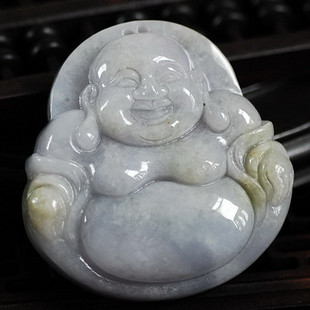钱塘邮社------翡翠A货 冰糯种 紫罗兰笑佛 挂件 送证在类目 珠宝/钻石/翡翠/黄金, 翡翠(新), 颈饰中 - 来自Buy2taobao.com提供专业的淘宝代购服务