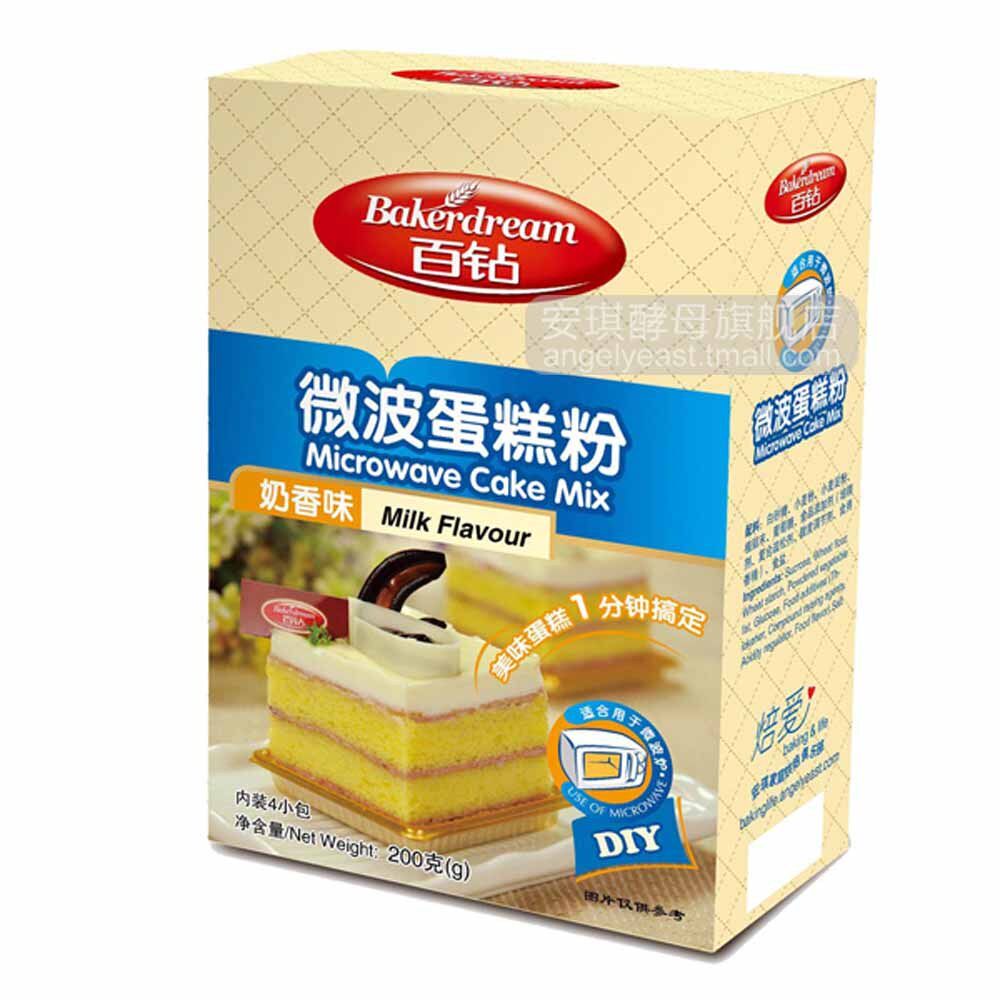 蛋糕DIY 安琪百钻微波蛋糕粉 微波炉DIY 奶香味 50g*4包